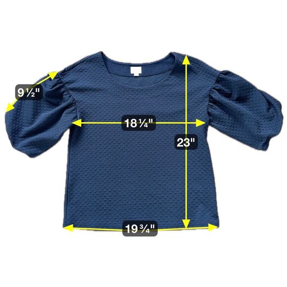 Anthropologie Black Houndstooth Textured Stretch Knit Balloon Sleeve Top Sz M - Picture 8 of 8